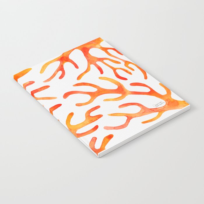 Coral Watercolor - Orange Notebook