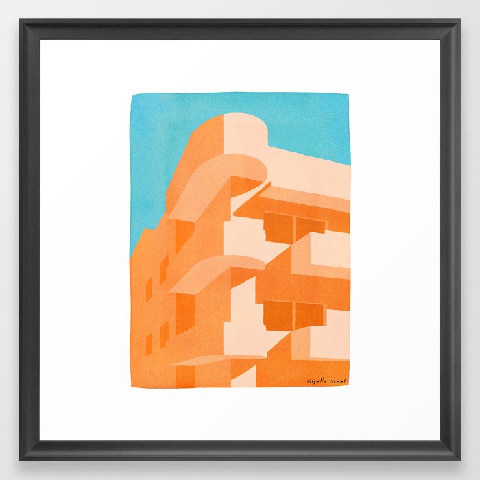 Orange Bauhaus Framed Art Print