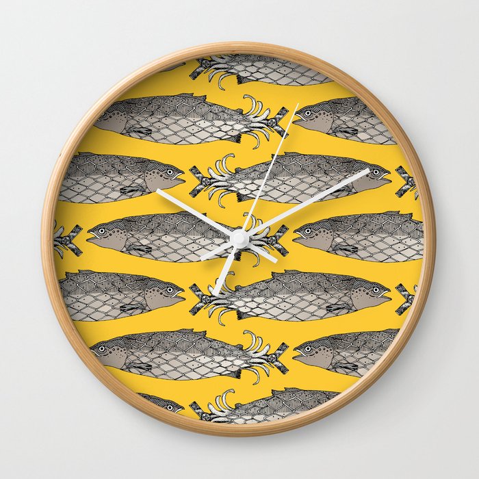 steampunk salmon yellow Wall Clock