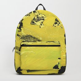 Bright background hand-painted yellow and black color. Backpack
