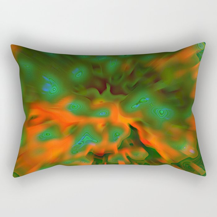 Orange Green Rays Rectangular Pillow