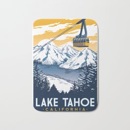 lake tahoe california Bath Mat | Pop Art, Snow, Digital, Vector, Graphicdesign, Skiing, Vacation, Laketahoe, Illustration, California 