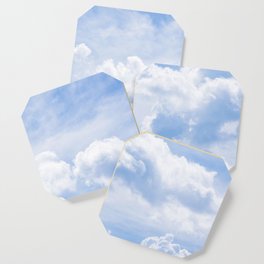 White Clouds in a Bright Blue Sky Coaster