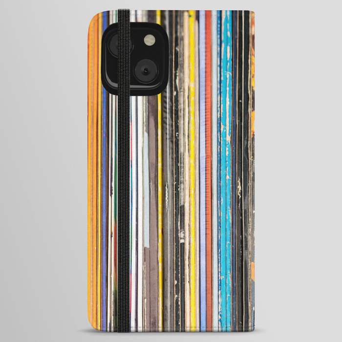 Vintage Used Vinyl Rock Record Collection Abstract Stripes iPhone Wallet Case