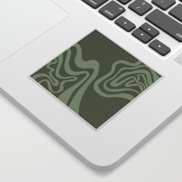 Reseda Green Swirls over Vintage Olive Paper Sticker