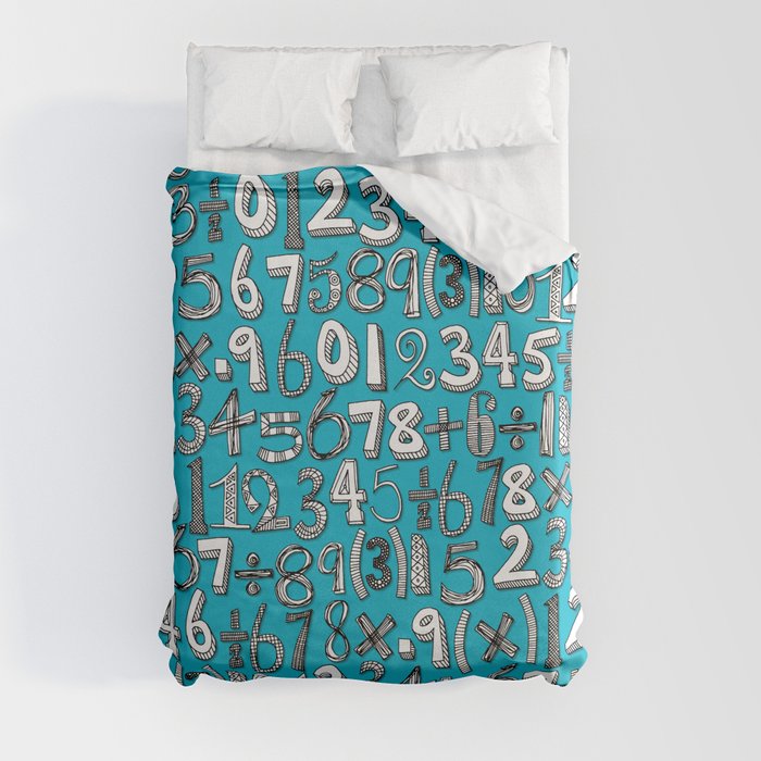 math doodle blue Duvet Cover