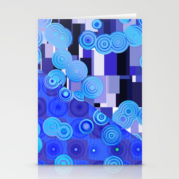 Blue Circles and Tiles Stationery Cards
