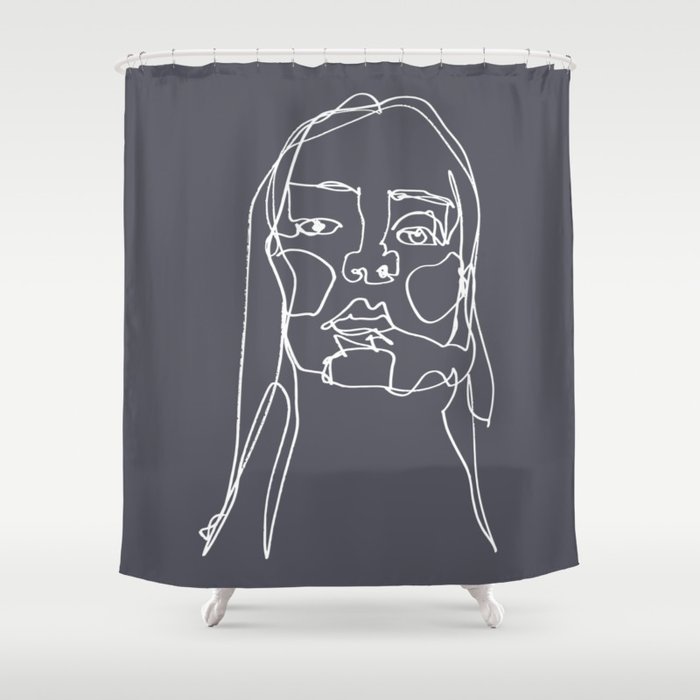 LINE ART FEMALE PORTRAITS I-III-V Shower Curtain