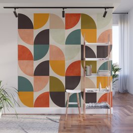 bauhaus mid century geometric shapes 9 Wall Mural | Modern, Color, Home, Art, Painting, Mid, Summer, Spring, Watercolor, Pattern 