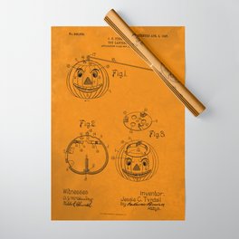 1907 Halloween Patent Jack O' Lantern Orange Wrapping Paper