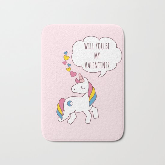 Valentine's Day - Unicorn Be my Valentine Bath Mat