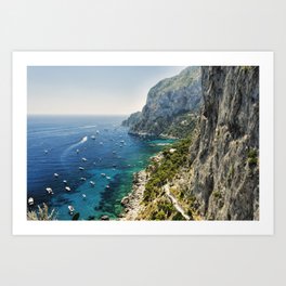 View of a Rugged Coastline, Marina Piccola, Capri, Campania, Italy Art Print