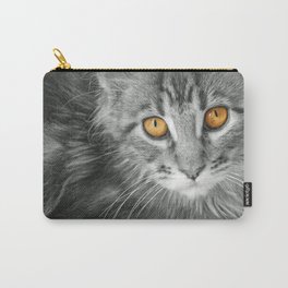MONO KITTEN Carry-All Pouch | Fun, Cats, Catportraits, Pets, Mainecoon, Maine, Catseyes, Animal, Nature, Black And White 