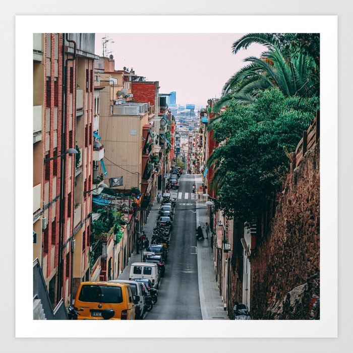 pain Photography - Beautiful Street In Barcelona Going Downwards Art Print