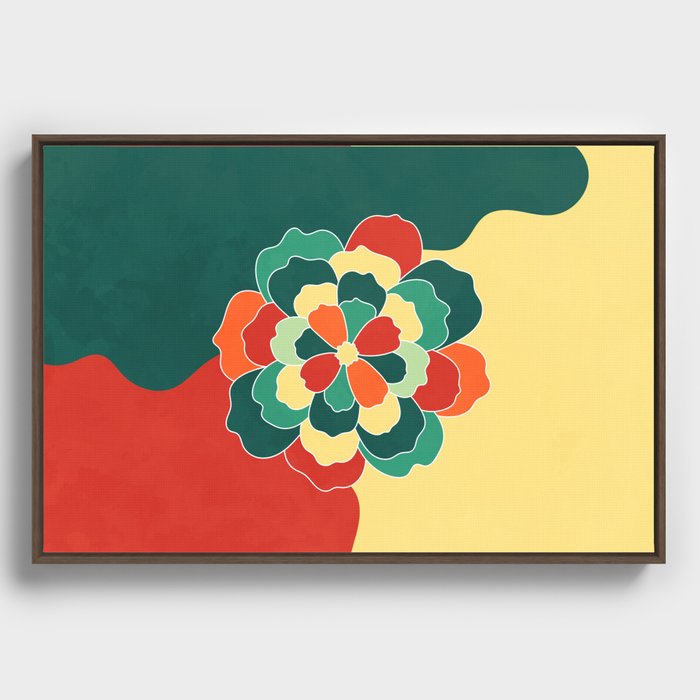 Flower Blooming and Blossoming Colorful Minimalist Abstract Nature Art In Warm Natural African Color Palette Framed Canvas
