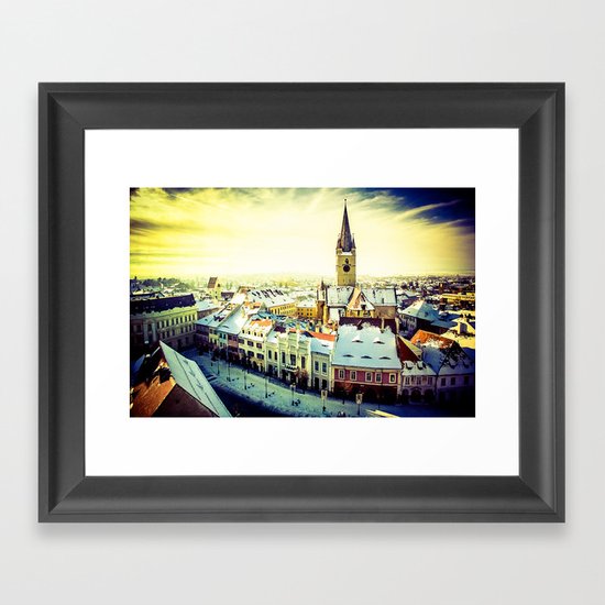 Cityscape of Sibiu, Romania Framed Art Print