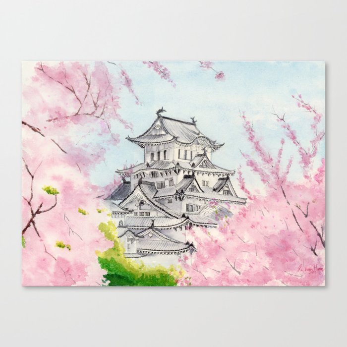 Himeji Castle Art Watercolor Painting Print By Suisai Genki