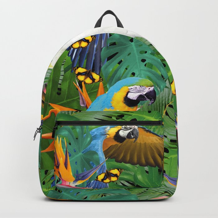 Macaw Parrots - Bird of Paradies Jungle Butterflies Backpack