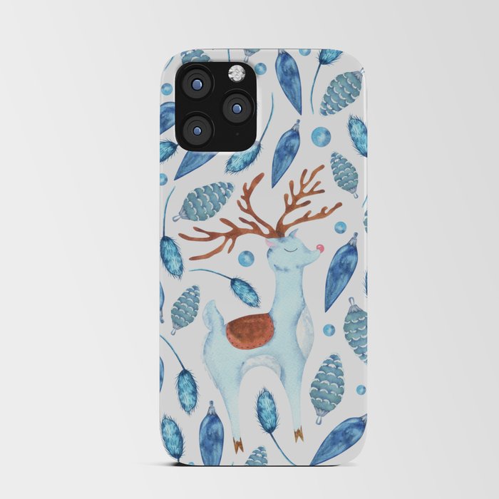 Christmas deer and vintage toys on white iPhone Card Case