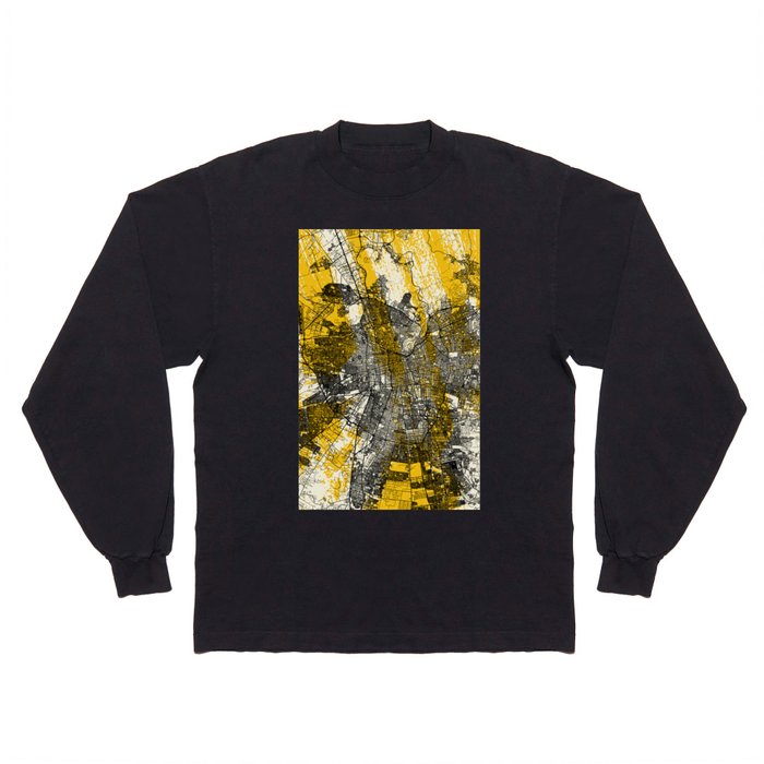 Santiago, Chile - Artistic City Map Painting Long Sleeve T Shirt