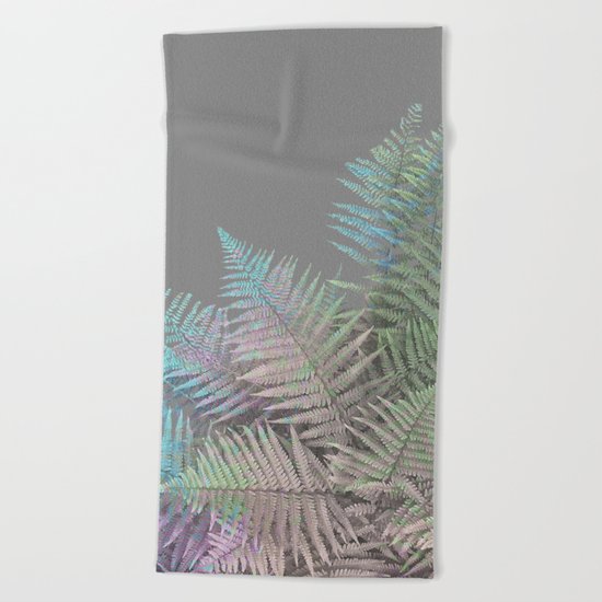 Rainbow Fern on Grey #decor #buyart #foliage Beach Towel