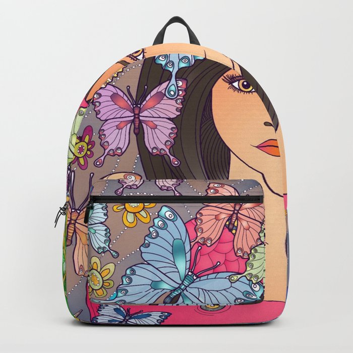 Butterfly Flower Girl Backpack by ExpressionArt Society6