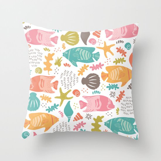 Retro Fish Throw Pillow