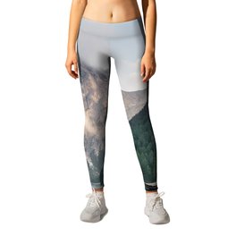 Mountain Lake Cabin Retreat Leggings | Forest, Mountains, Painting, Mountain, Nature, Woods, Italy, Graphicdesign, Lake, Animal 