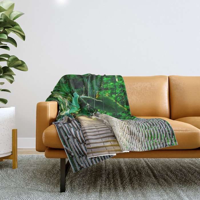 Brazil Photography - Tropical Hanging Bridge In The Rain Forest Throw Blanket