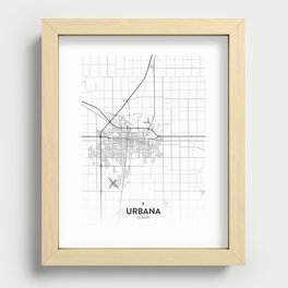 Urbana, Illinois, United States - Light City Map Recessed Framed Print