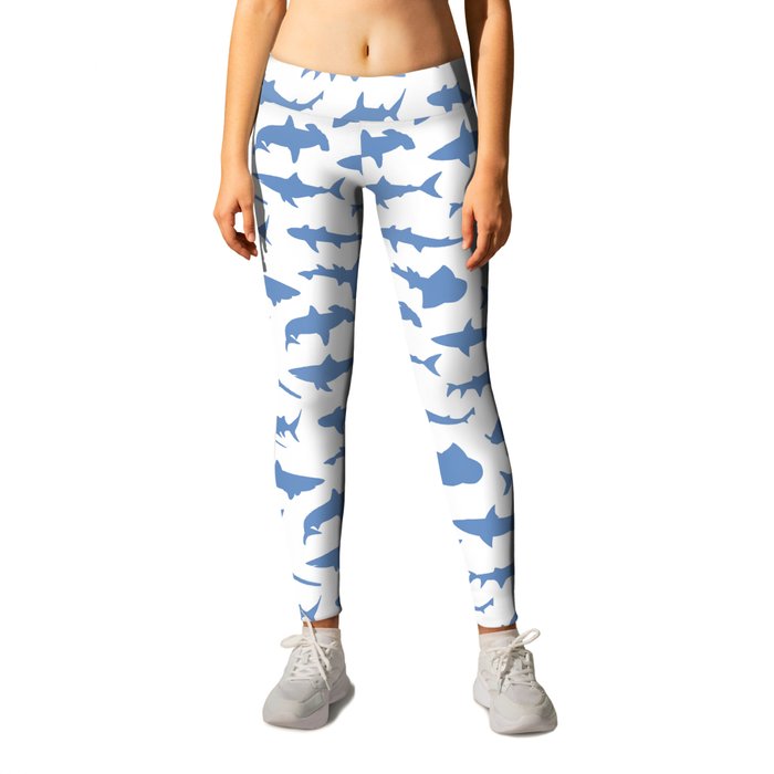 Sharks in Danube Blue Leggings