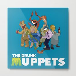 Drunk Muppets Cartoon Parody Metal Print
