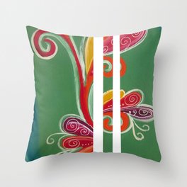 green, plants, modern art, colorful Throw Pillow