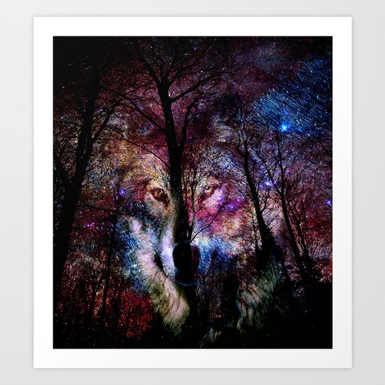 wolf in the forest Art Print