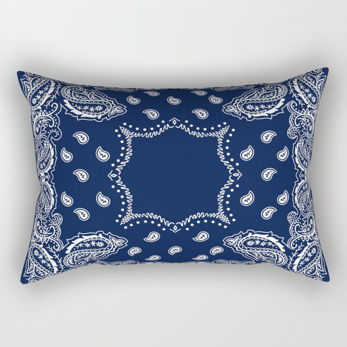 Bandana - Navy Blue - Boho Rectangular Pillow