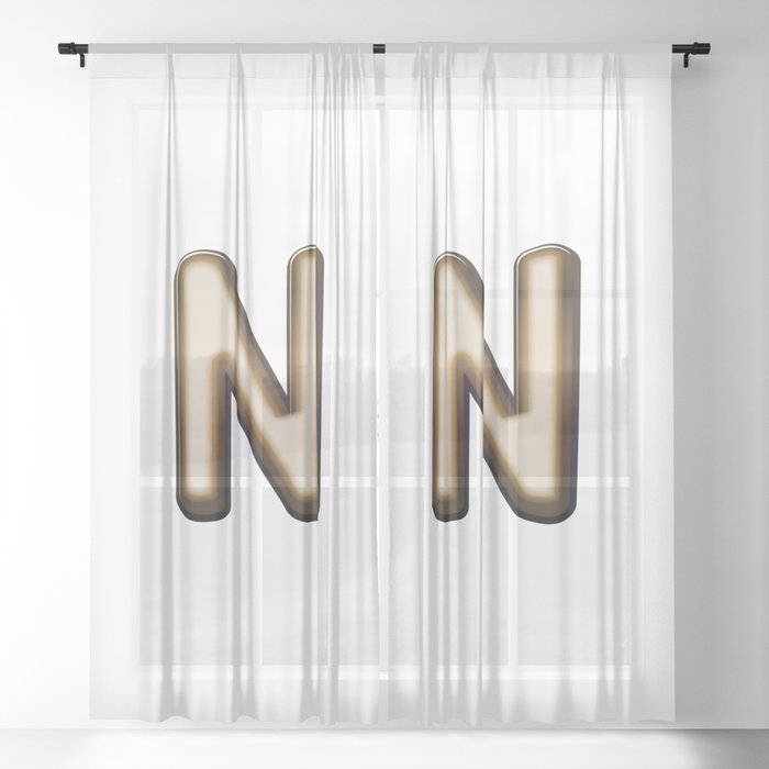 Chocolate Letter N Sheer Curtain By Textures Society6