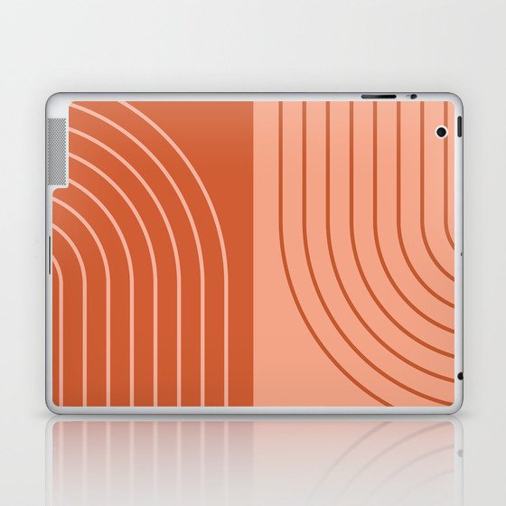 Abstract Geometric Rainbow Lines 4 in Brick Red Laptop & iPad Skin