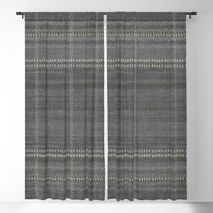 Woven Stripe in Charcoal Blackout Curtain