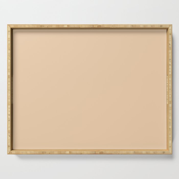 Pale Peach Solid Color Pairs Pantone Autumn Blonde 12-0813 TCX - Shades of Orange Hues Serving Tray