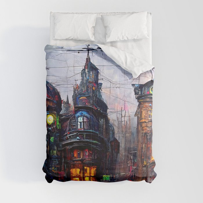 Victorian Steampunk City Comforter