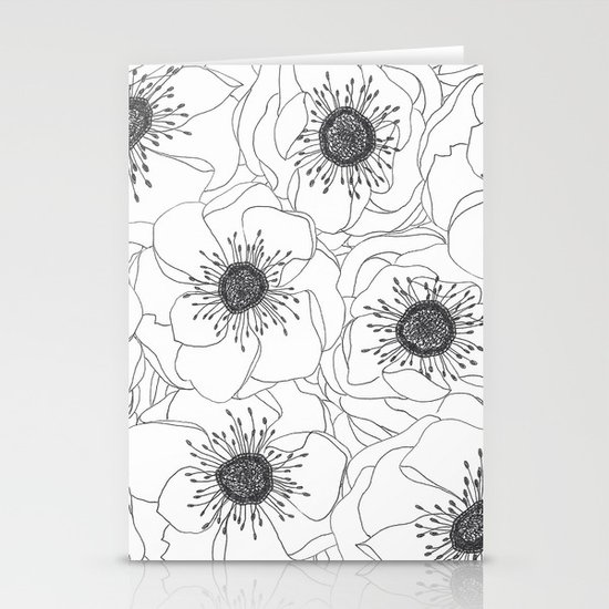 White Anemones Stationery Cards