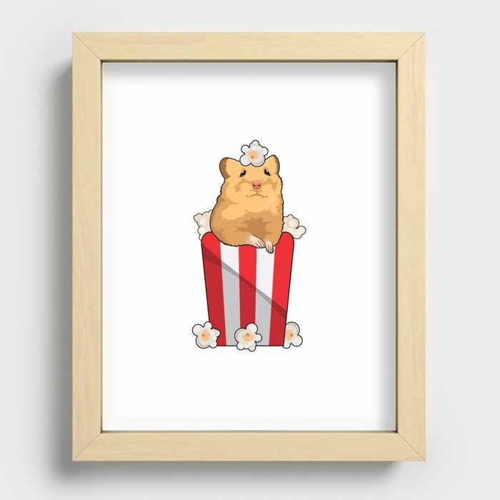 Hamster with Popcorn Recessed Framed Print