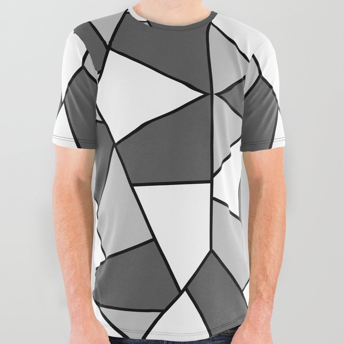 Black modern geometric pattern All Over Graphic Tee