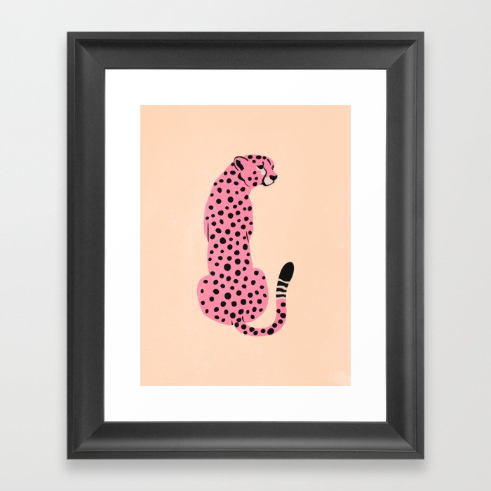 The Stare: Peach Cheetah Edition Framed Art Print
