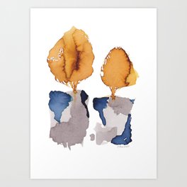 Watercolor trees, abstract yellow trees Art Print
