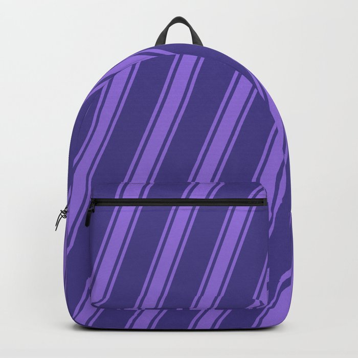 Dark Slate Blue and Purple Colored Stripes Pattern Backpack