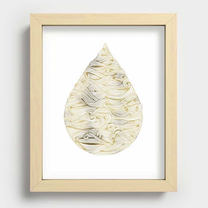 Water Drip – Gold Recessed Framed Print