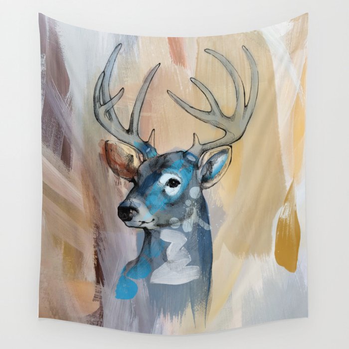deer animals painting Wall Tapestry by Mark Ashkenazi Society6