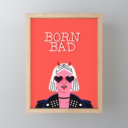 Born bad funny devil woman rocker girl print cartoon Framed Mini Art Print