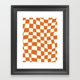 Orange Wavy Checkerboard Framed Art Print